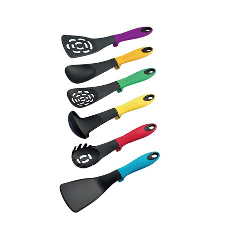 Royalty Line 7-Piece Kitchen Utensil Set with Rotating Stand - Red