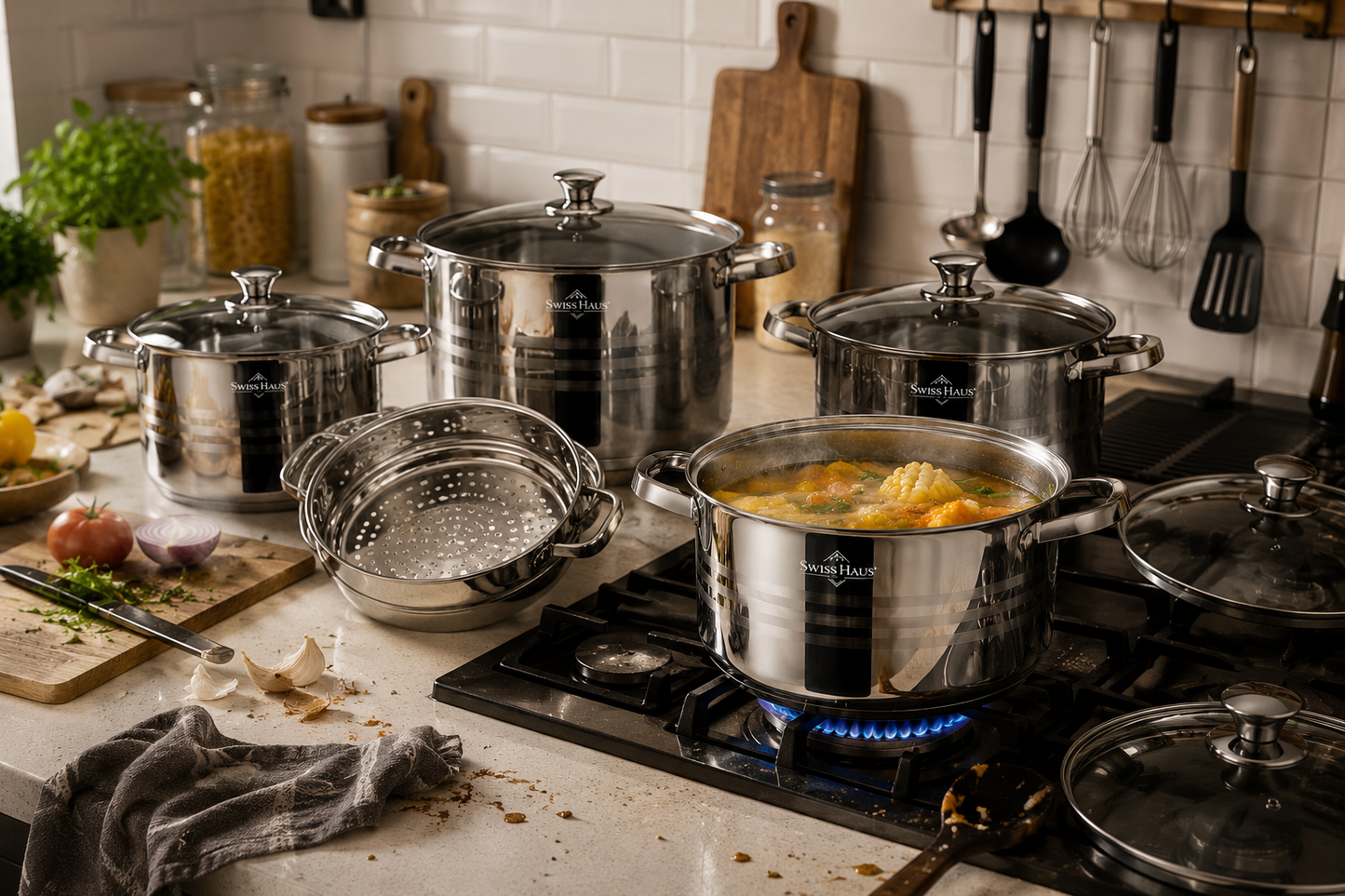 Swiss Haus 9-Piece Stainless Steel Cookware Set