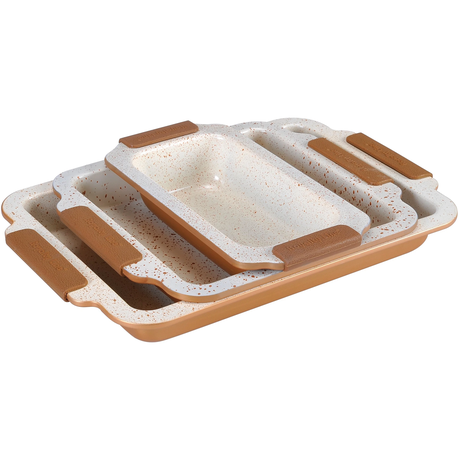 Royalty Line 3-Piece Marble Coating Baking Tray Set - RL-MM3