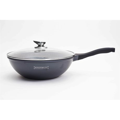 Royalty Line 28cm Marble Coating Wok - Black