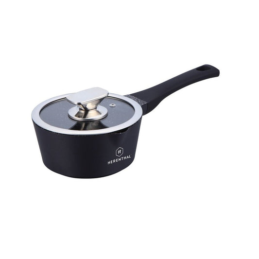 Herenthal 16cm Greblon C3+ Non-Stick Coating Sauce Pan - Black
