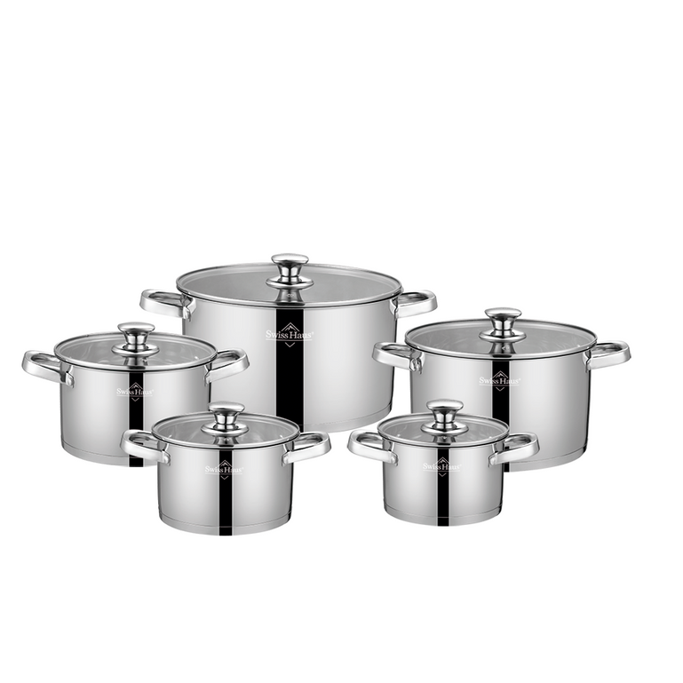 Swiss Haus 10-Piece Stainless Steel Cookware Set