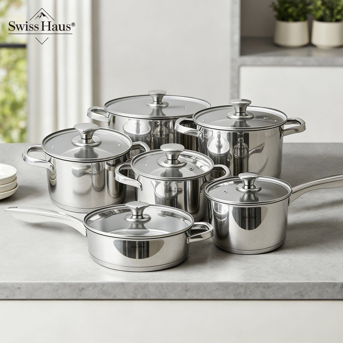 Swiss Haus 12-Piece Stainless Steel Cookware Set