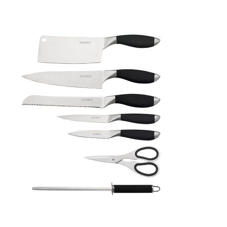 Royalty Line 7-Piece Stainless Steel Knife Set With Rotating Stand - Black