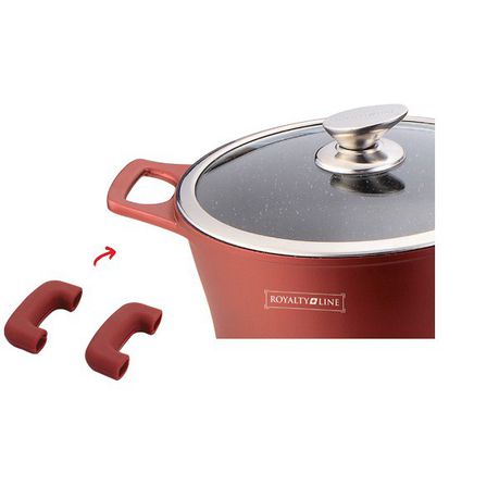 Royalty Line Universal Silicone Handle Protectors Cookware Set - Burgundy