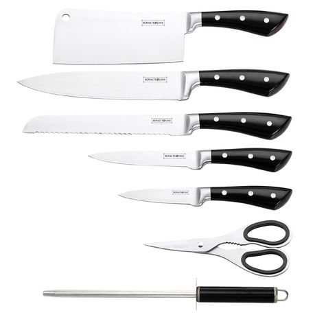 Royalty Line 8-Piece Stainless Steel Knife Set with Stand - RL-KSS811 Black & Silver