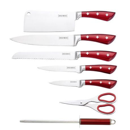 Royalty Line 8-Piece Stainless Steel Knife Set and Stand - Burgundy