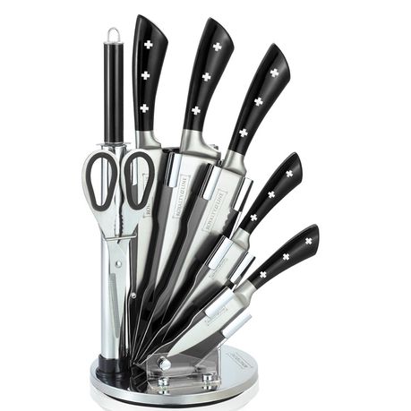 Royalty Line 8-Piece Stainless Steel Knife Set with Stand - RL-KSS821 Black