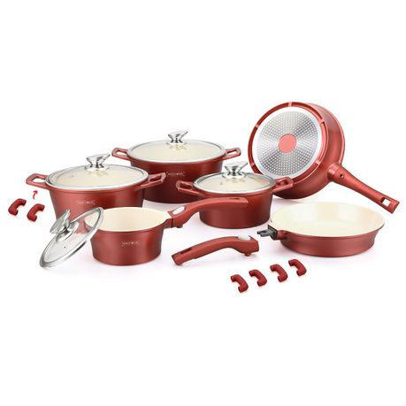 Royalty Line 16 Piece Ceramic Coating Cookware Set - Burgundy