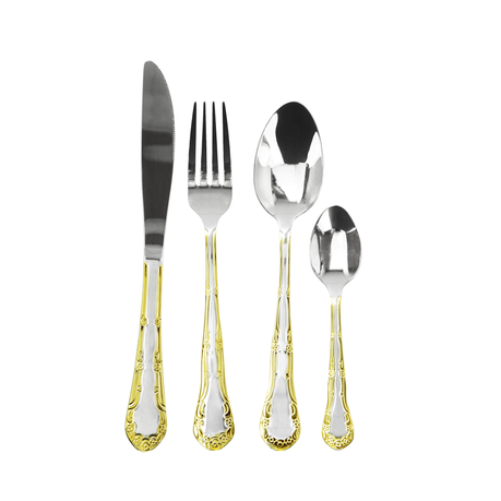 Royalty Line 72 Piece Mirror Finish Cutlery Set - Old Dutch Gold Style (g1)