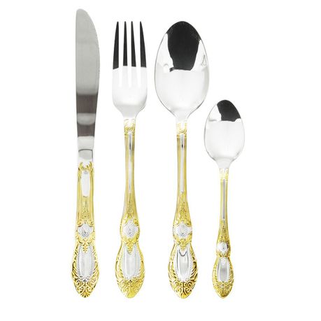 Royalty Line 72 Piece Mirror Finish Cutlery Set - Old Dutch Gold Style (g2)