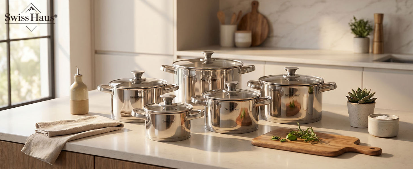 Swiss Haus 12-Piece Stainless Steel Cookware Set