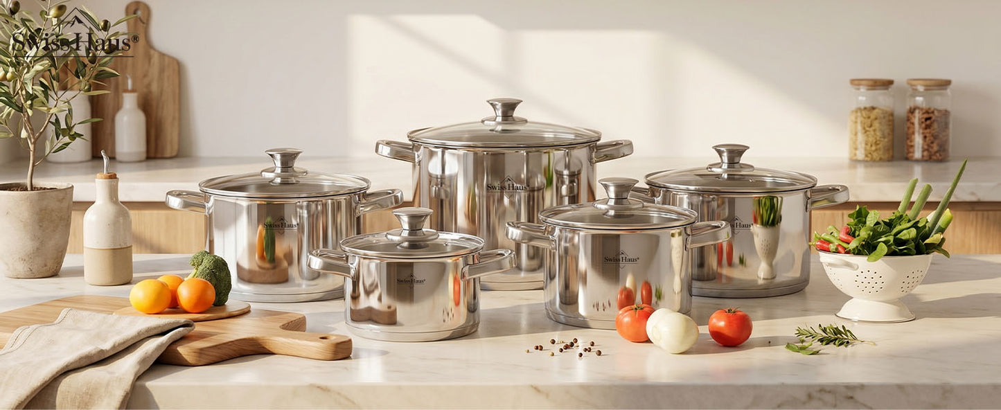 Swiss Haus 10-Piece Stainless Steel Cookware Set