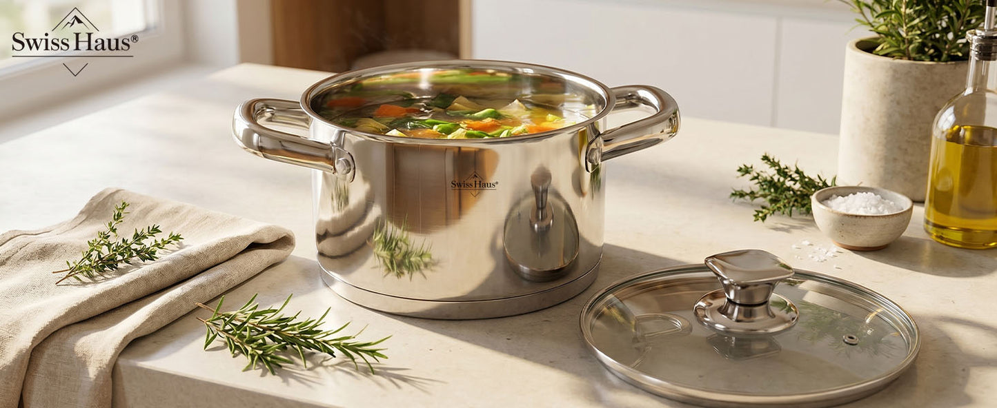 Swiss Haus 12-Piece Stainless Steel Cookware Set