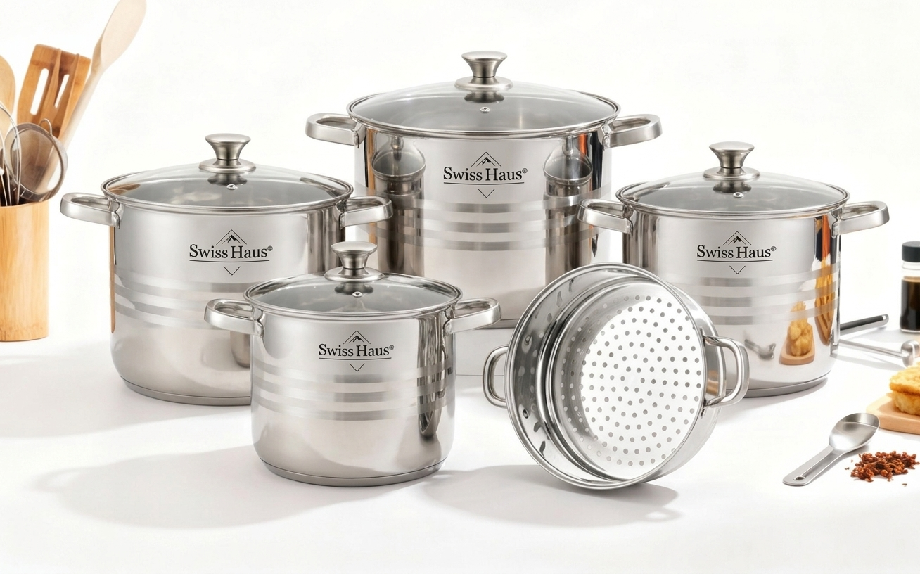 Swiss Haus 9-Piece Stainless Steel Cookware Set