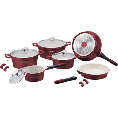 Royalty Line 14-piece Ceramic Coating Cookware Set - Burgundy