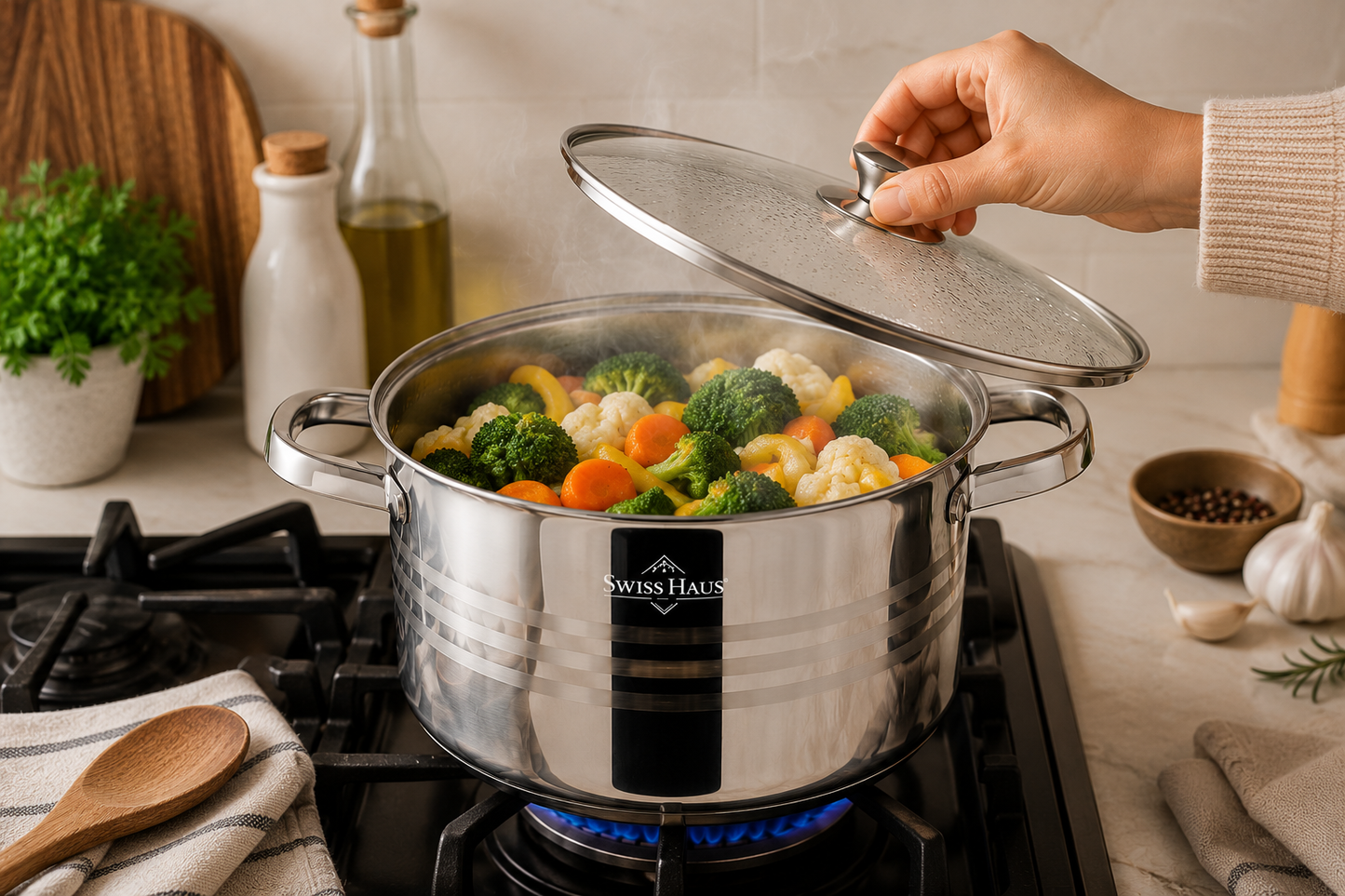 Swiss Haus 9-Piece Stainless Steel Cookware Set