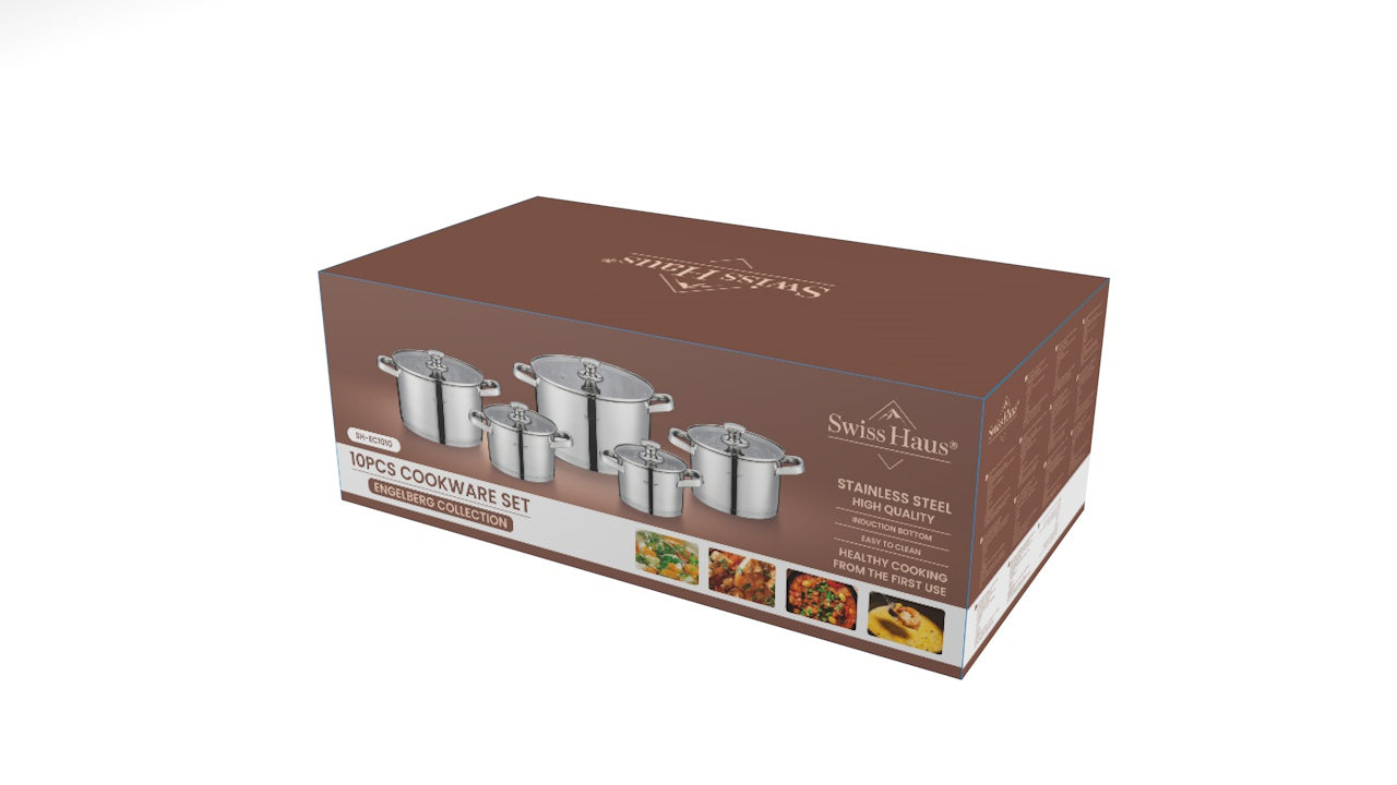 Swiss Haus 10-Piece Stainless Steel Cookware Set