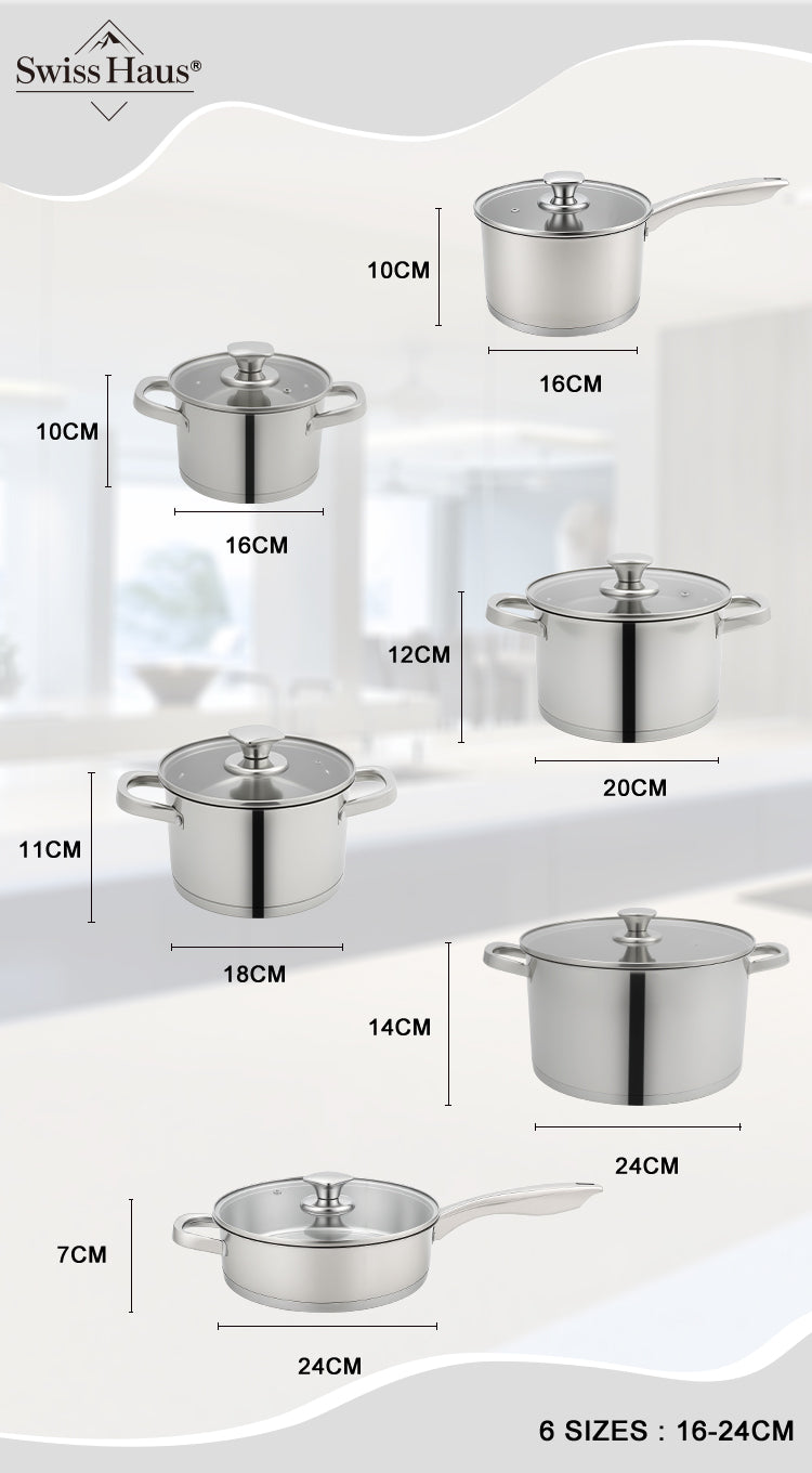 Swiss Haus 12-Piece Stainless Steel Cookware Set