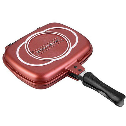 Royalty Line Supreme Marble Coating Double Fry & Grill Pan 34cm - Burgundy