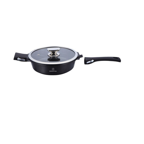 Herenthal 24cm Marble Coating Deep Frypan - Black