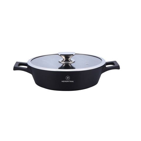 Herenthal 20cm Greblon C3+ Non-Stick Coating Shallow Pot - Black